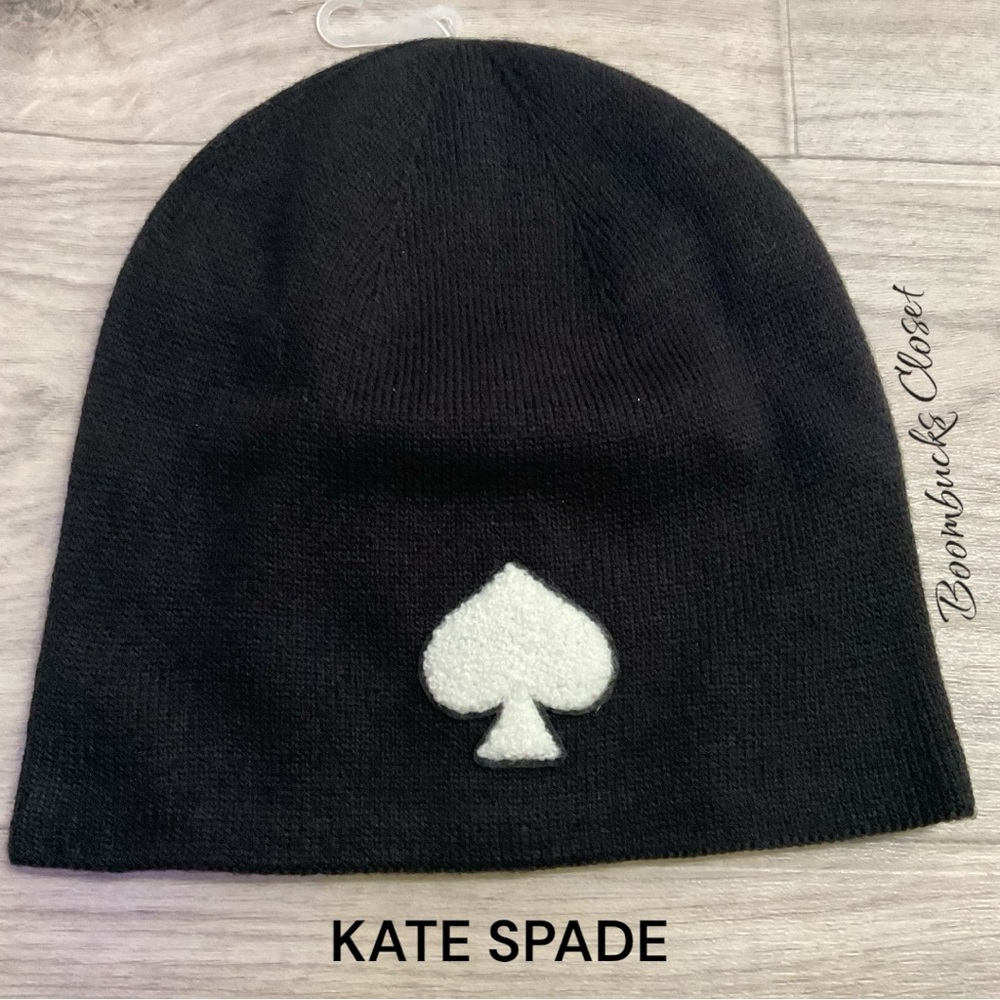 Kate spade Logo Beanie Hat Black and white New